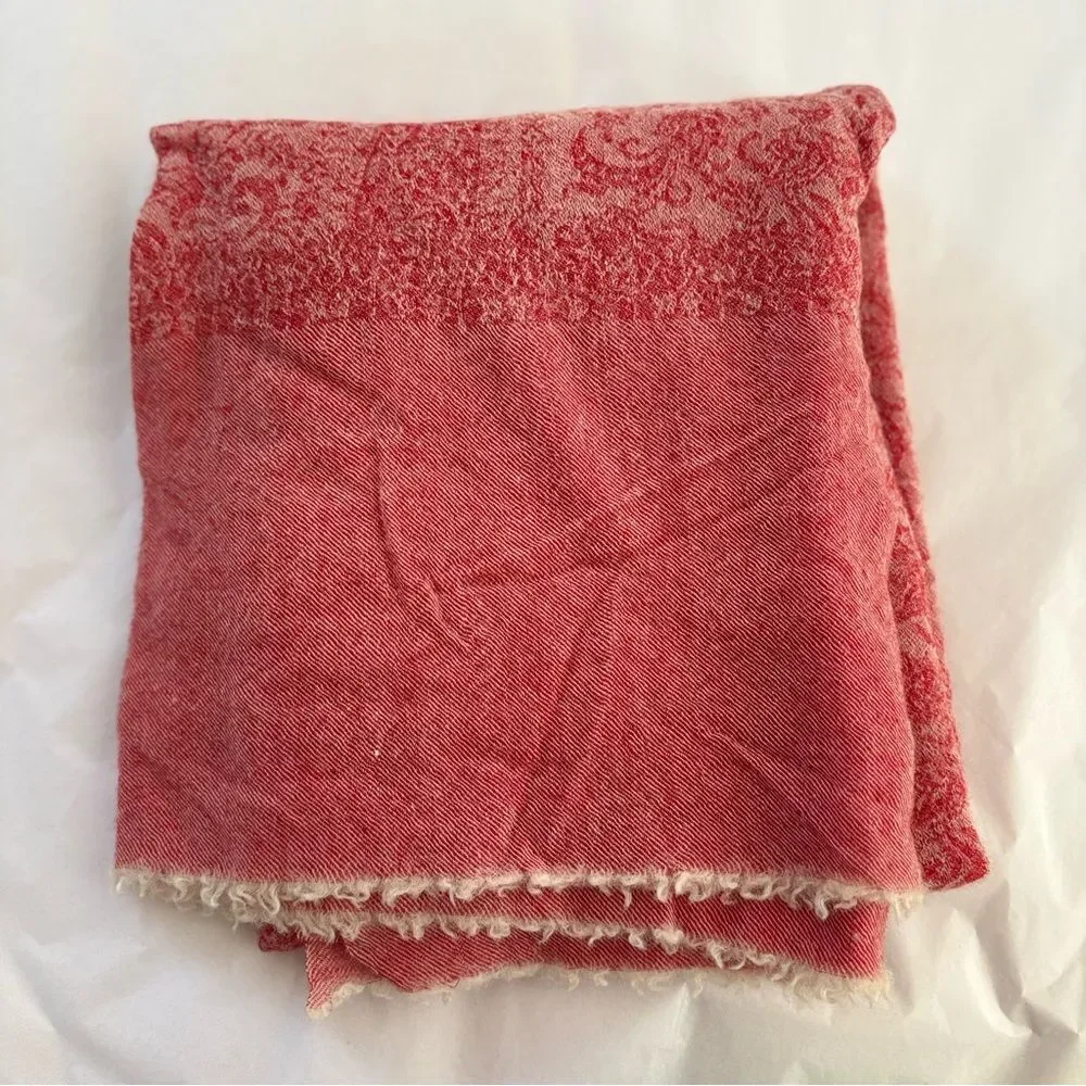 Valerie Stevens Woven Wool Pink Paisley Wrap Shawl Scarf 35” x 67” approx. - Picture 10 of 11